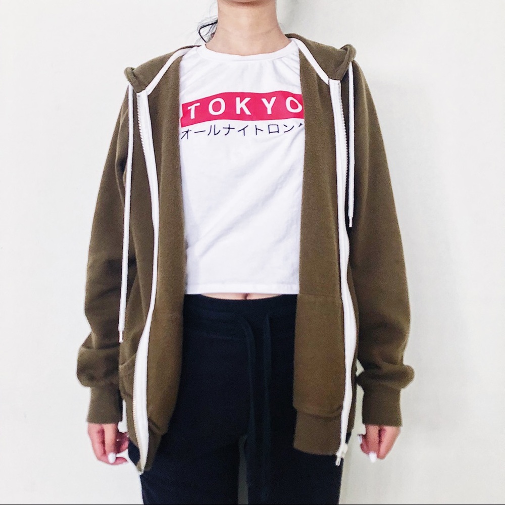 Forever 21 Olive Zip-up Hoodie Plus Size